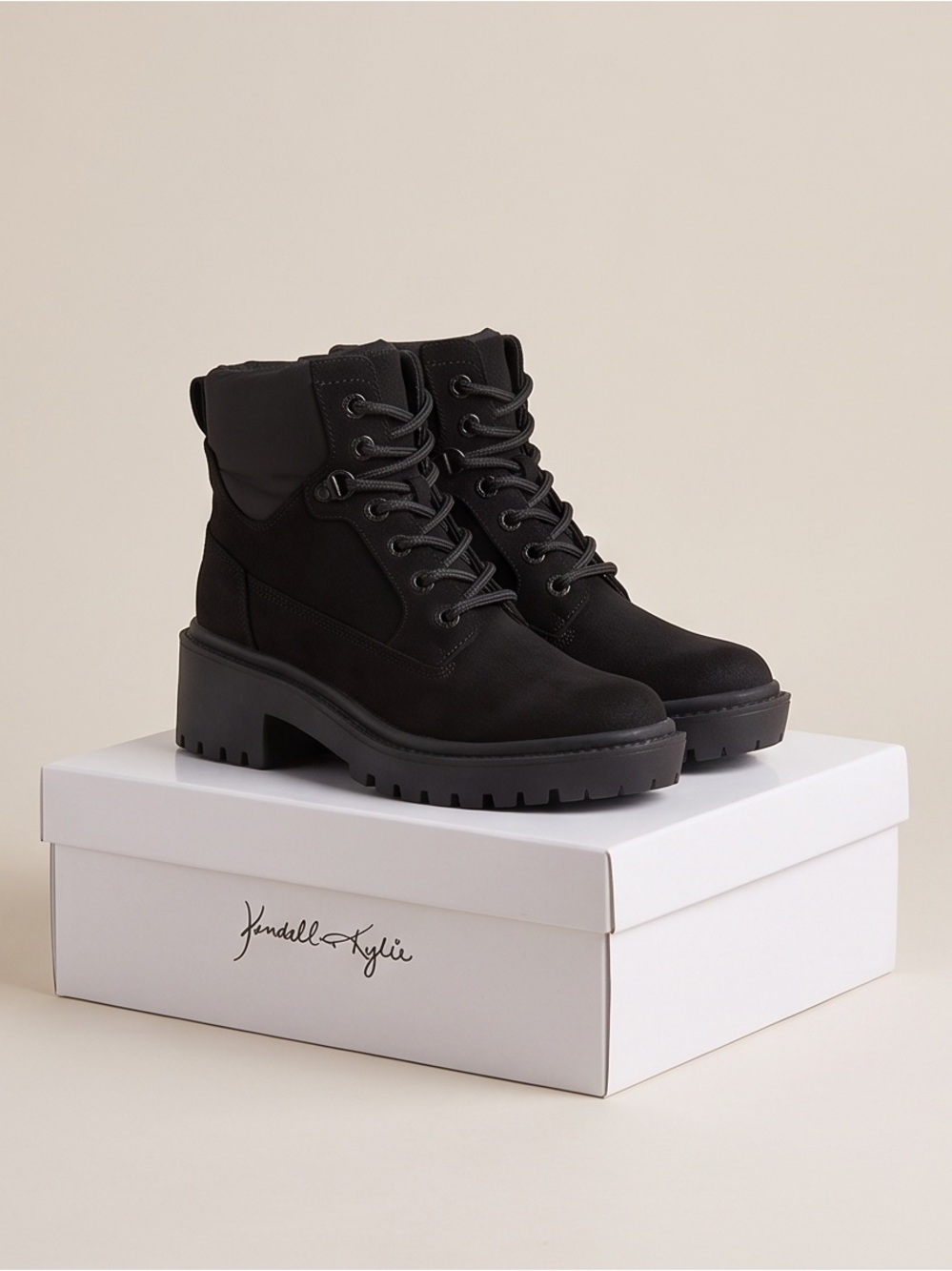 NWT - Kendall + Kylie Black Lug Sole Combat Boots Size 6.5 NWT New in Box